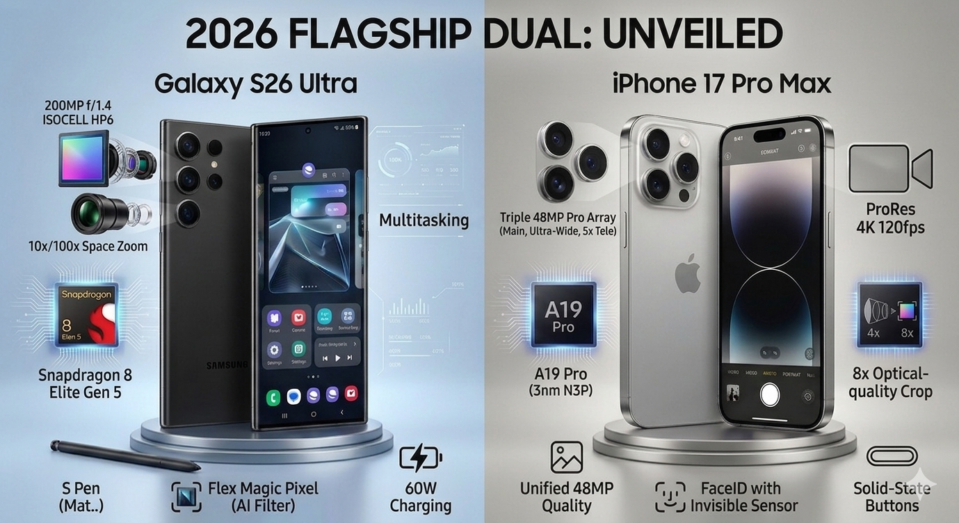 Galaxy S26 Ultra 與 iPhone 17 Pro Max 硬體對比圖