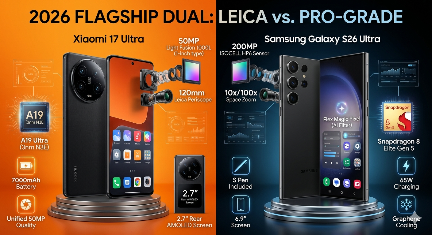 Xiaomi 17 Ultra vs Galaxy S26 Ultra 對比圖